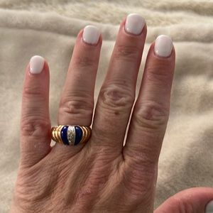 Lapis Lazuli 14KT gold with diamonds